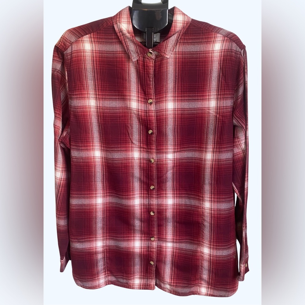 Jachs Girlfriend Women's Super Soft Feel Flannel Shirt 2XL, Pockets, Red Plaid